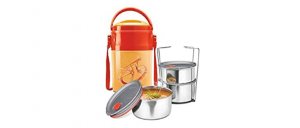 Milton Odyssey Deluxe 3 - 1160 ml, Orange Plastic Leak Lock Tiffin Box Set