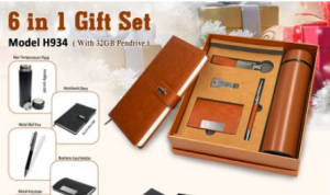 Generic H934 - Brown, 6 In 1 Premium Gift Set With Printing