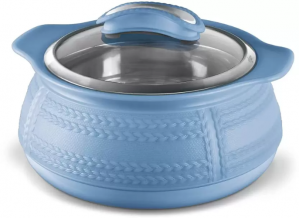 Milton Weave 1000 - 780 ml, Blue Insulated Inner Stainless Steel Casserole with Glass Lid