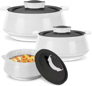 Milton Venice Jr - Pack Of 3, White Insulated Inner Stainless Steel Casserole Set