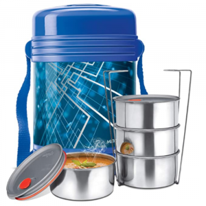 Milton Vector Deluxe 4 - Set of 4, Blue Stainless Steel Tiffin Box.