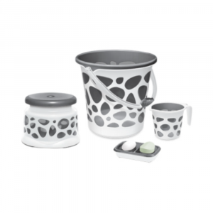 Milton Duplex Spa Set - 4 Pcs, Grey Bathroom Accessory Set