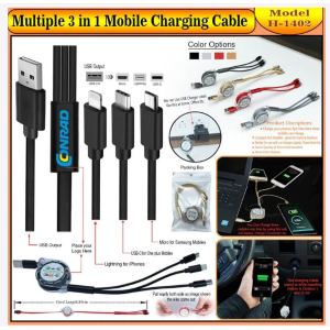 Generic H1401 - 97 cm, 3 in 1 Mobile Charging Cable