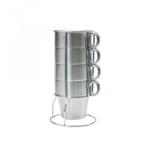 Generic H704 - 300 ml, Steel Coffee Tea Mug (Set of 4 Pcs) With Printing