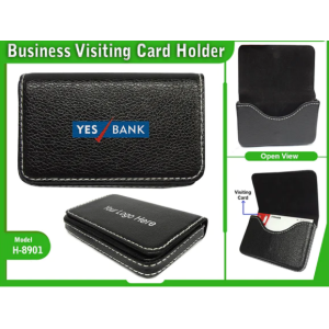 Generic H8901 - Leather, Black Visiting Card Holder With Printing