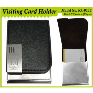 Generic KA9111 - Metal and Leather, Black Visiting Card Holder With Printing